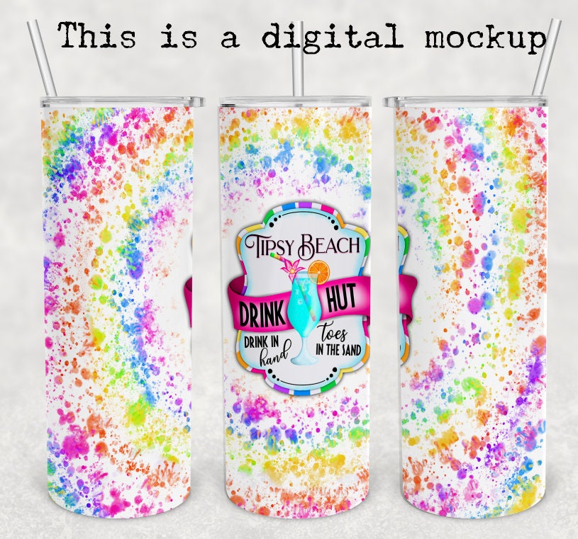 Tipsy Beach | 20oz skinny tumbler | Tie Dye Print | Drinking Cup