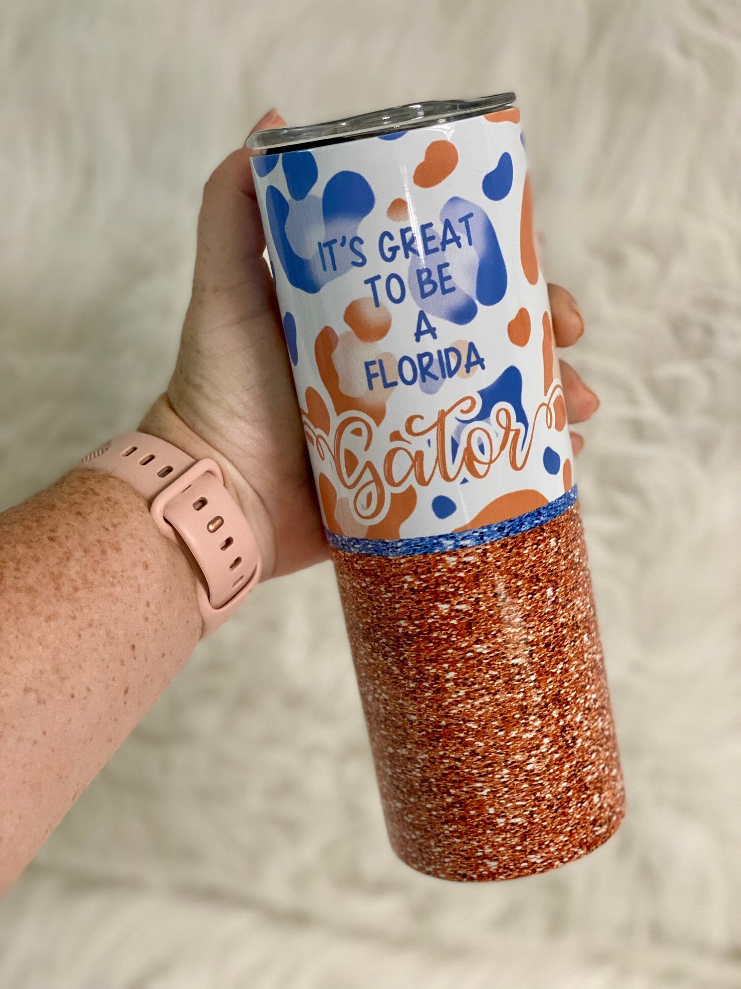 It’s Great To Be A Florida Gator | Orange and Blue Leopard | 20oz skinny tumbler | Drinking tumbler | college football
