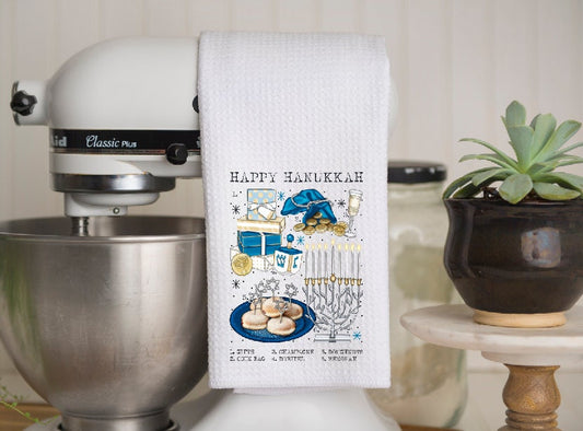 Happy Hanukkah | Kitchen Towel | Hanukkah Towel | Neighbor Gift| Dish Towel