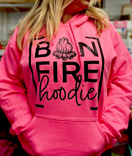 Bonfire Hoodie | Neon Pink | Unisex Hoodie | Sweater | Camping Hoodie
