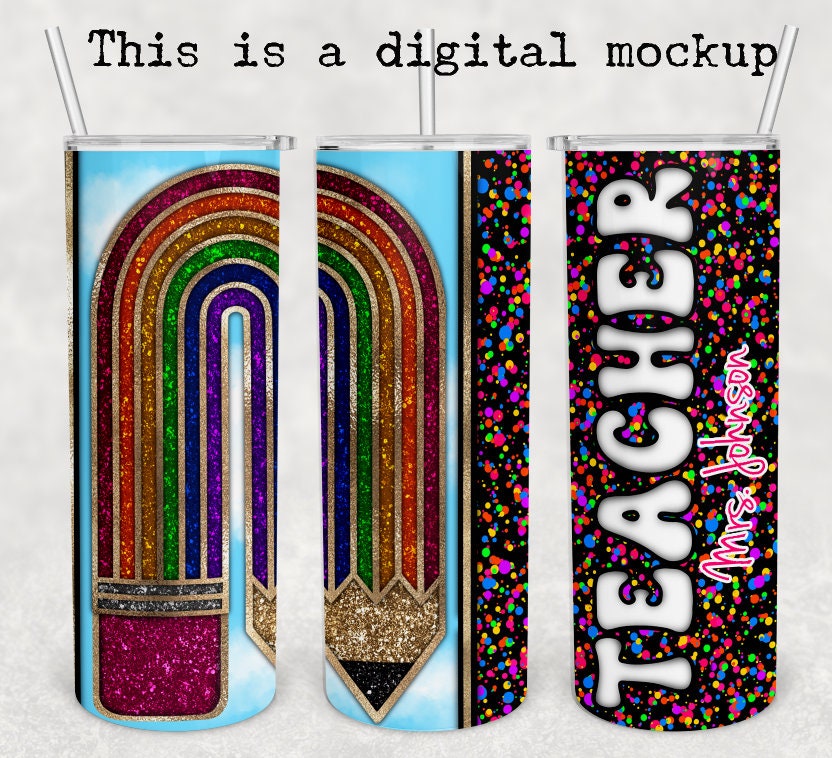 Teacher Gift | Teacher Tumbler | 20oz skinny tumbler | Rainbow Pencil