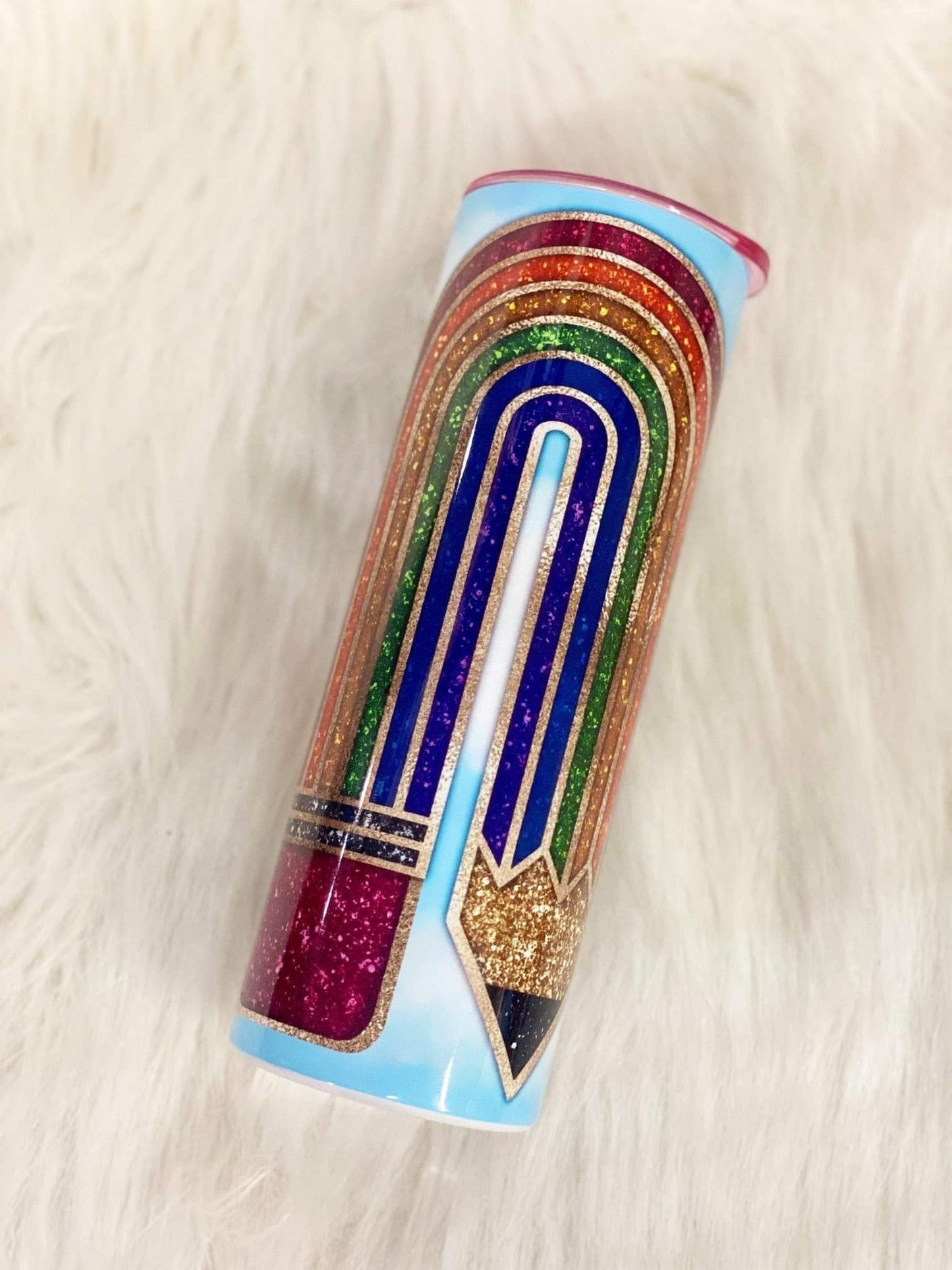 Teacher Gift | Teacher Tumbler | 20oz skinny tumbler | Rainbow Pencil