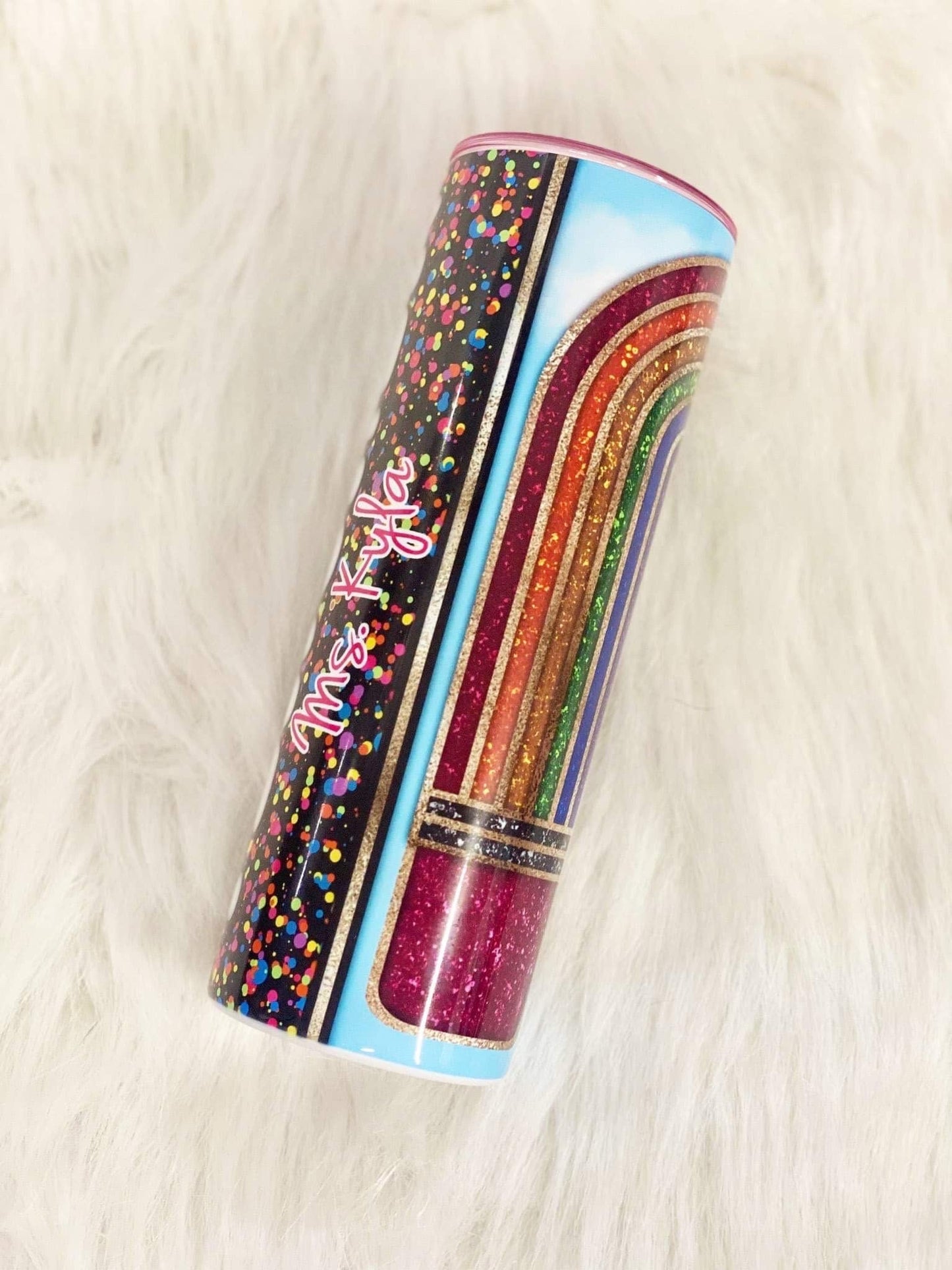 Teacher Gift | Teacher Tumbler | 20oz skinny tumbler | Rainbow Pencil