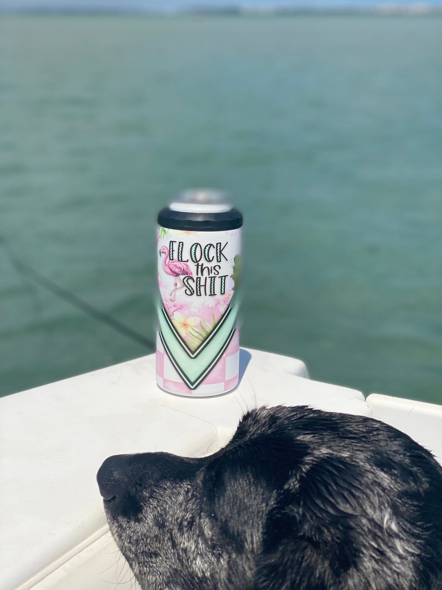 Flock This Shit | 4-in-1 Can Cooler | Skinny Can | Flamingo | Beer Coolie