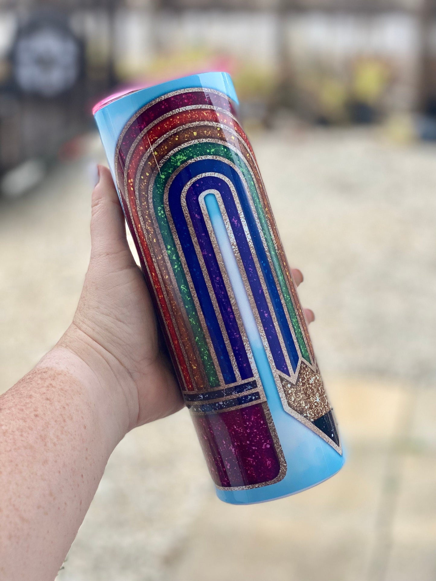 Teacher Gift | Teacher Tumbler | 20oz skinny tumbler | Rainbow Pencil