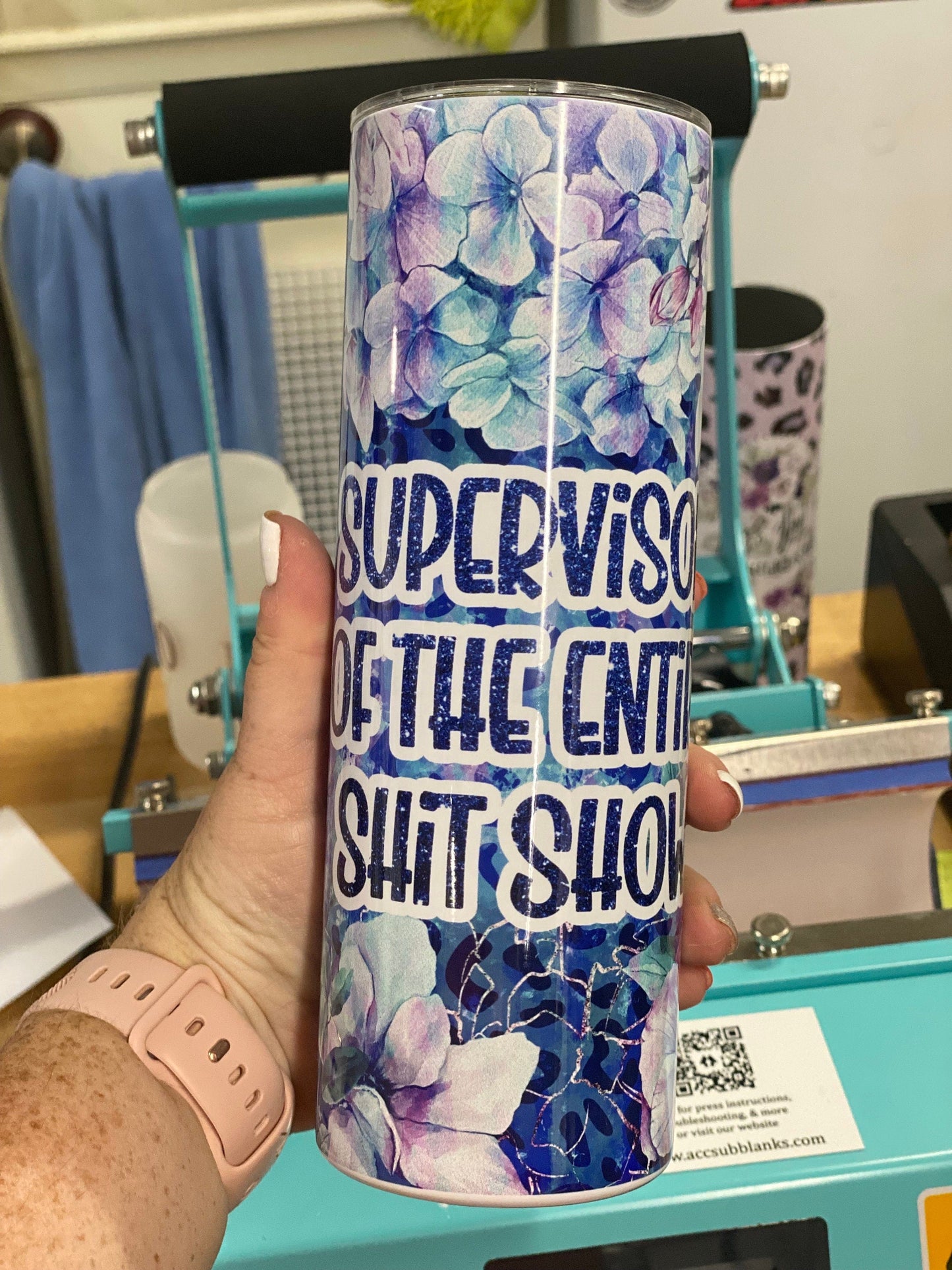 Supervisor Of The Entire Shitshow | 20oz skinny tumbler | Mom Tumbler | Floral Cup