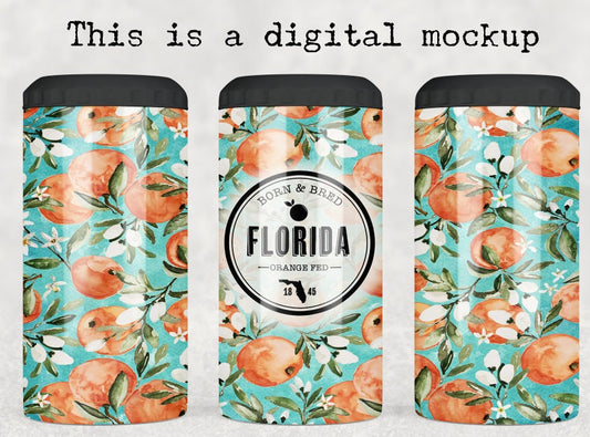 Florida Bred | 4-in-1 Can Cooler | Skinny Can | Florida Orange | Beer Coolie | Native Floridian