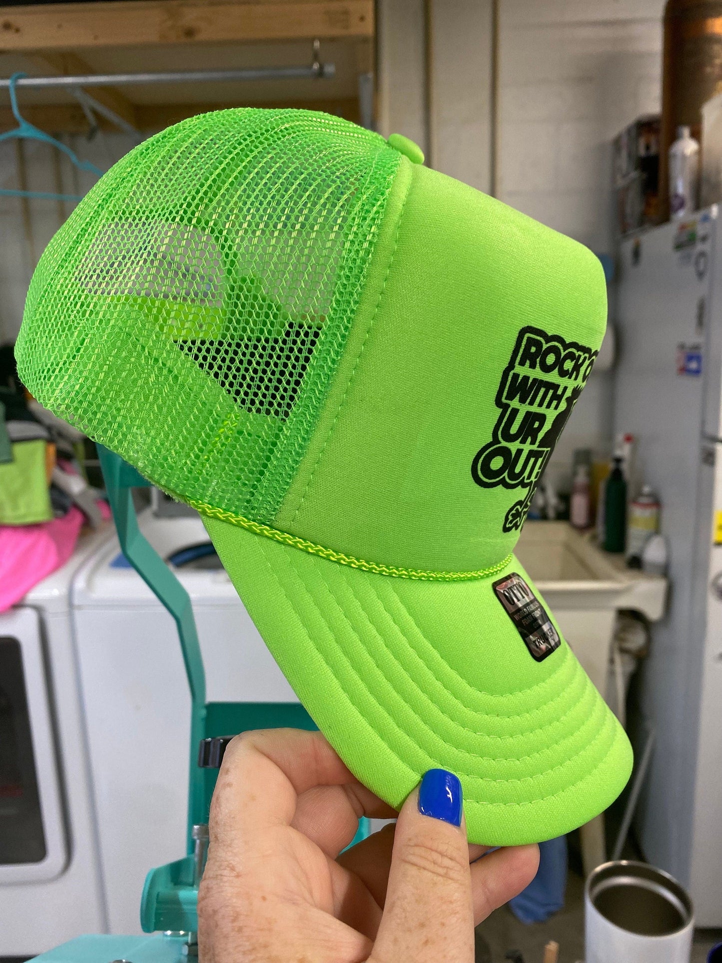 Rock Out With Your Cock Out | Trucker Hat | Neon Green | Ladies Hat