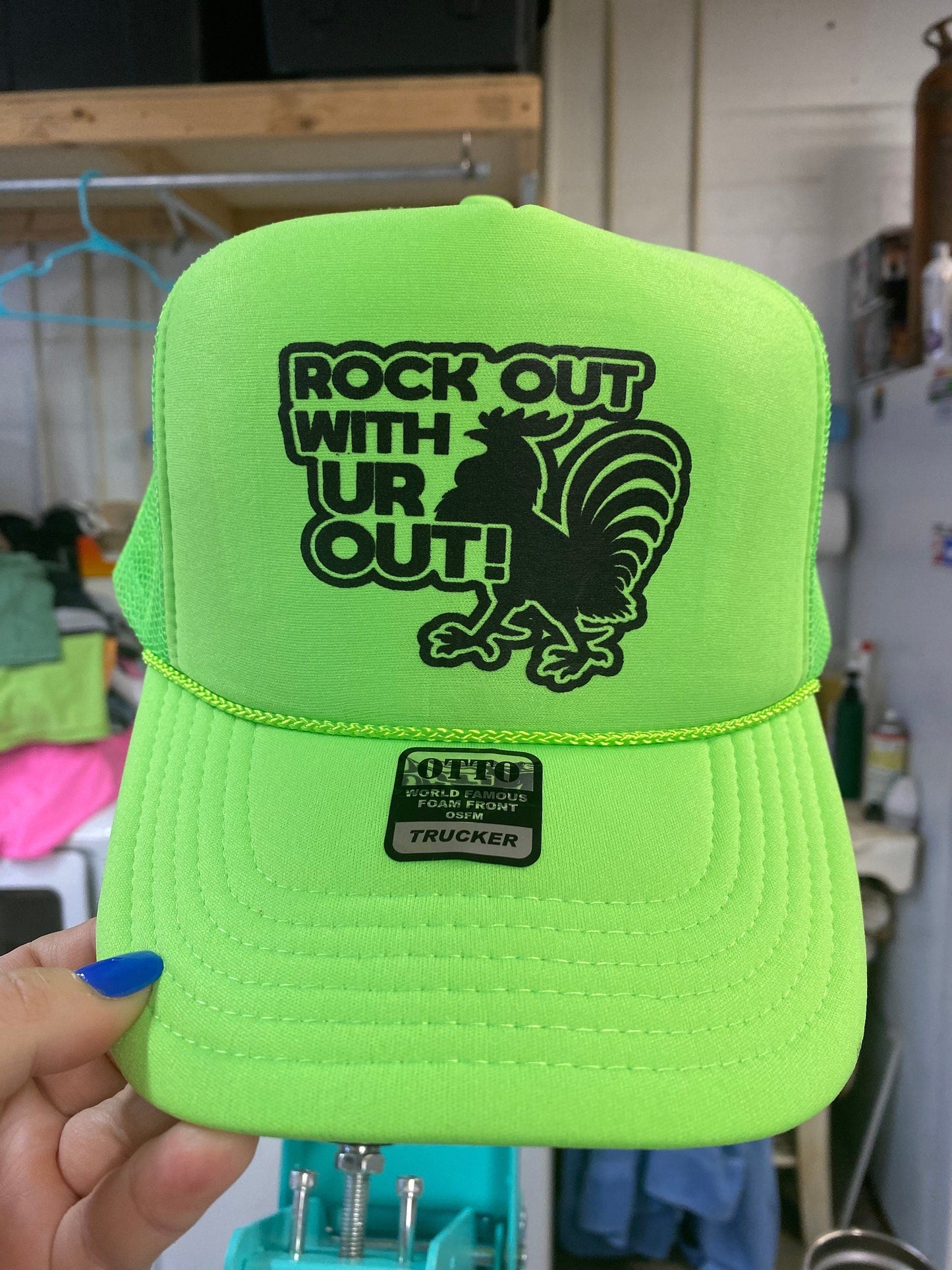 Rock Out With Your Cock Out | Trucker Hat | Neon Green | Ladies Hat