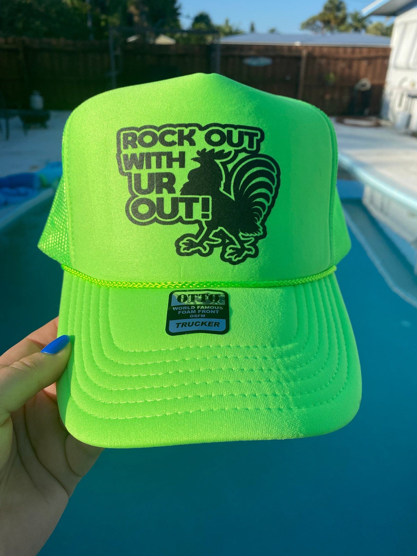 Rock Out With Your Cock Out | Trucker Hat | Neon Green | Ladies Hat