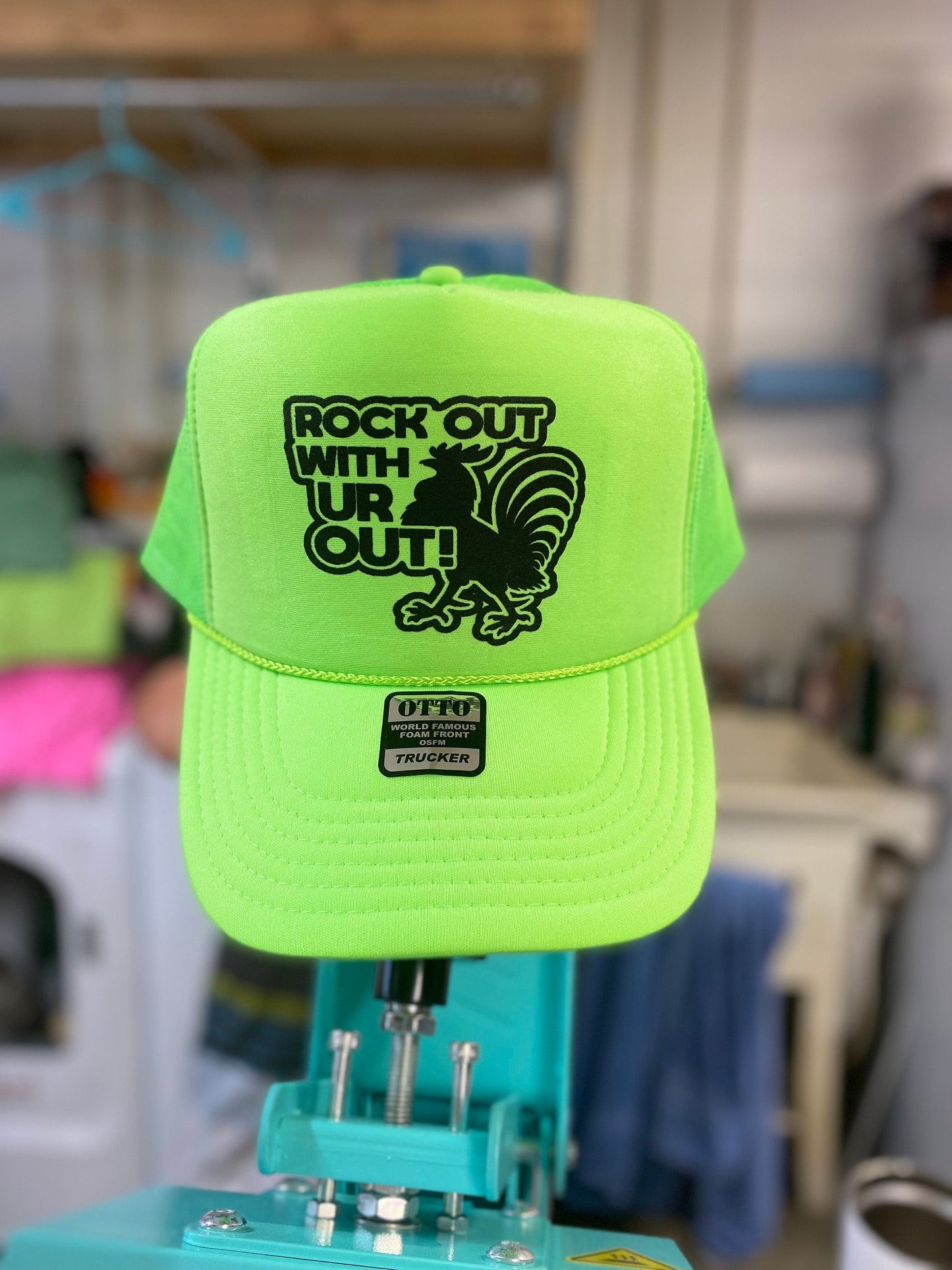 Rock Out With Your Cock Out | Trucker Hat | Neon Green | Ladies Hat