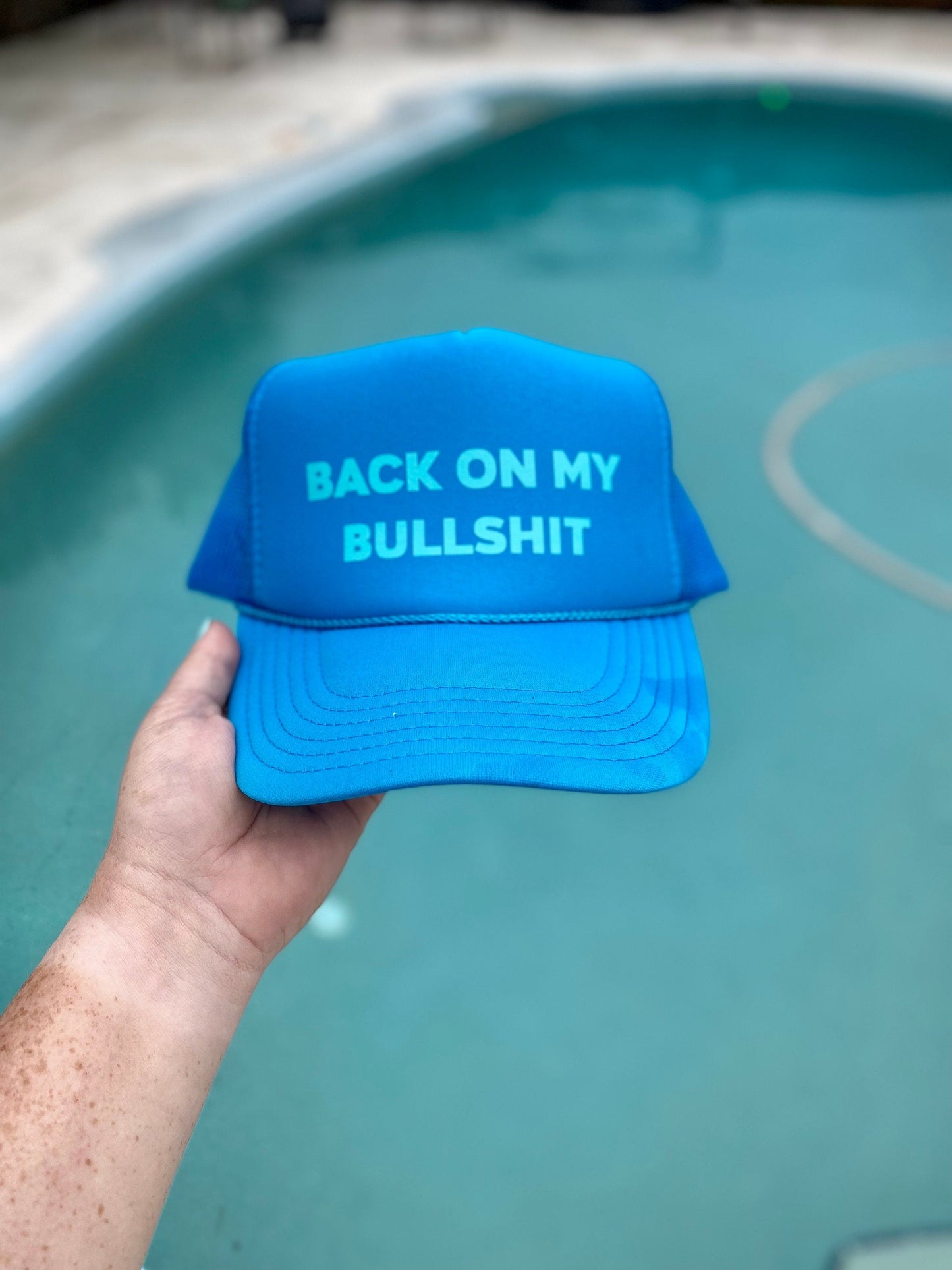 Back On My Bullshit | Trucker Hat | Neon Blue Hat | Funny Baseball Hat