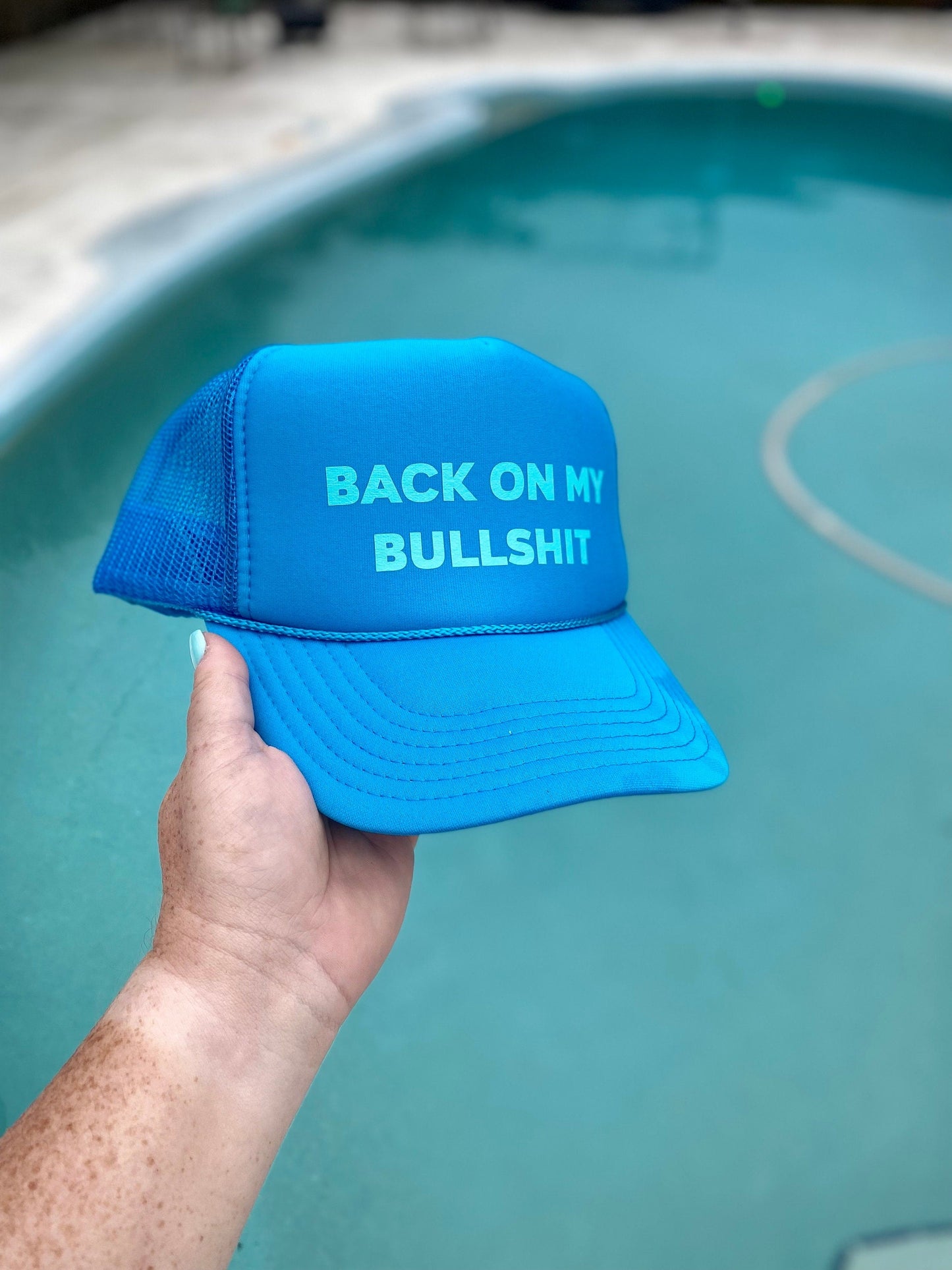 Back On My Bullshit | Trucker Hat | Neon Blue Hat | Funny Baseball Hat