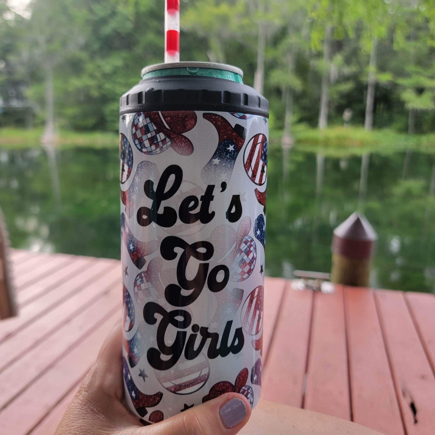 Lets Go Girls | 4-in-1 Can Cooler | Skinny Can | Cowboy Boots | Beer Coolie | Girls Trip | Bachelorette Party