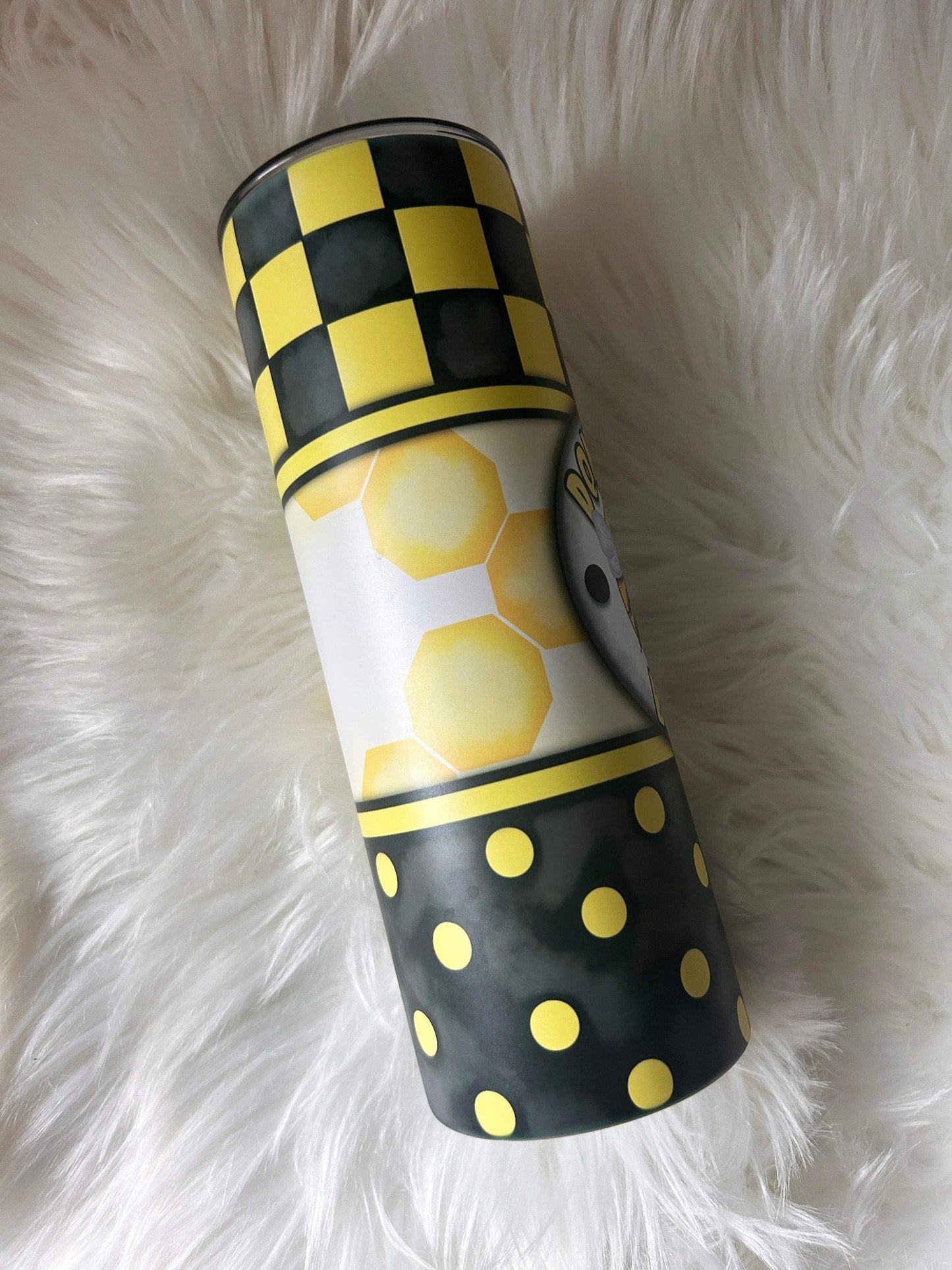 Don't Bee A Bitch | 20oz skinny tumbler | Bumble Bee | Polka Dots | Drinking Cup