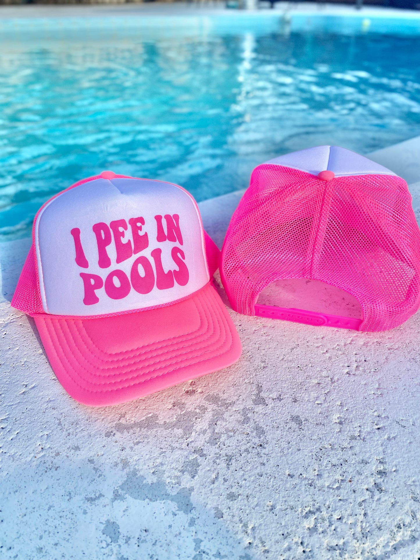 I Pee In Pools | Trucker Hat | Neon Pink | Unisex Hat